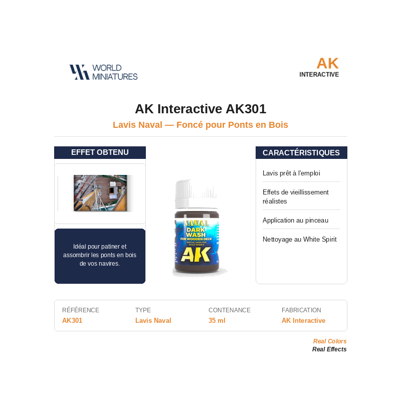 AK Interactive AK301 – Lavis Foncé Pour Ponts en Bois – 35 ml