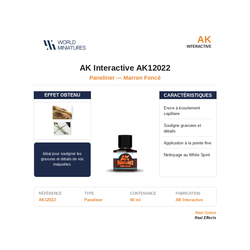 AK Interactive AK12022 – Paneliner Sépia – 40 ml
