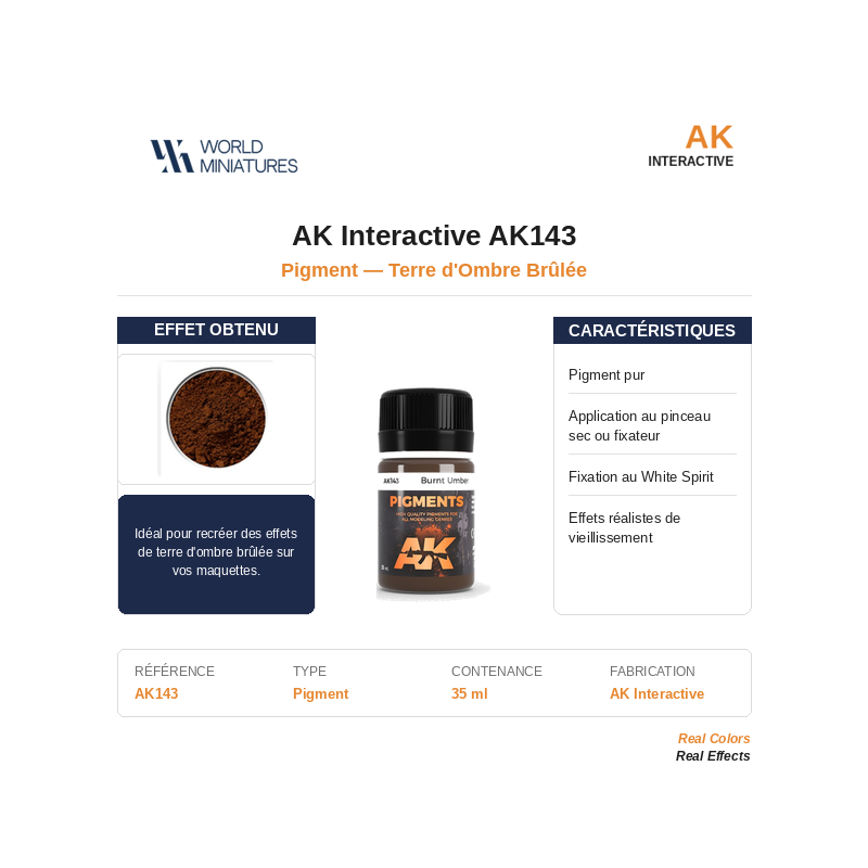AK Interactive AK143 – Pigment Terre d’Ombre Brûlée – 35 ml