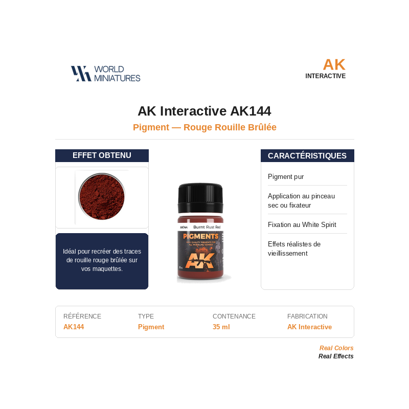 AK Interactive AK144 – Pigment Rouge Rouille Brûlée – 35 ml