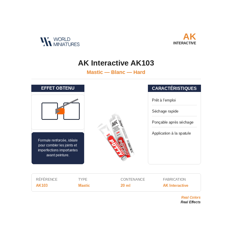 AK Interactive AK103 – Mastic de Modélisme Blanche (Standard) – 20 ml