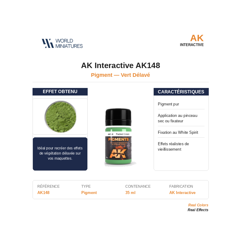 AK Interactive AK148 – Pigment Vert Délavé – 35 ml