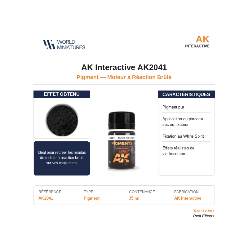 AK Interactive AK2041 – Pigment Moteur à Réaction Brûlé – 35 ml