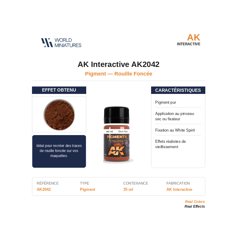 AK Interactive AK2042 – Pigment Rouille Foncée – 35 ml