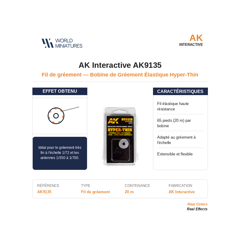 AK Interactive AK9135 – Bobine de Gréement Élastique Hyper Mince
