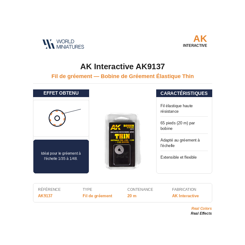 AK Interactive AK9137 – Bobine de Gréement Élastique Mince