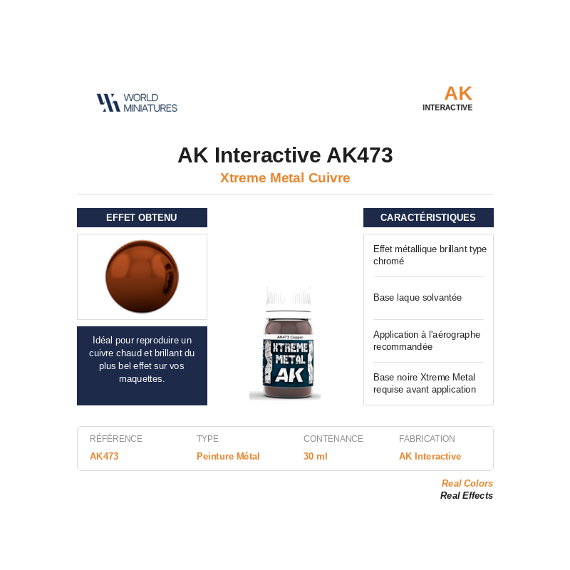 AK Interactive AK473 – Xtreme Metal Cuivre – 30 ml