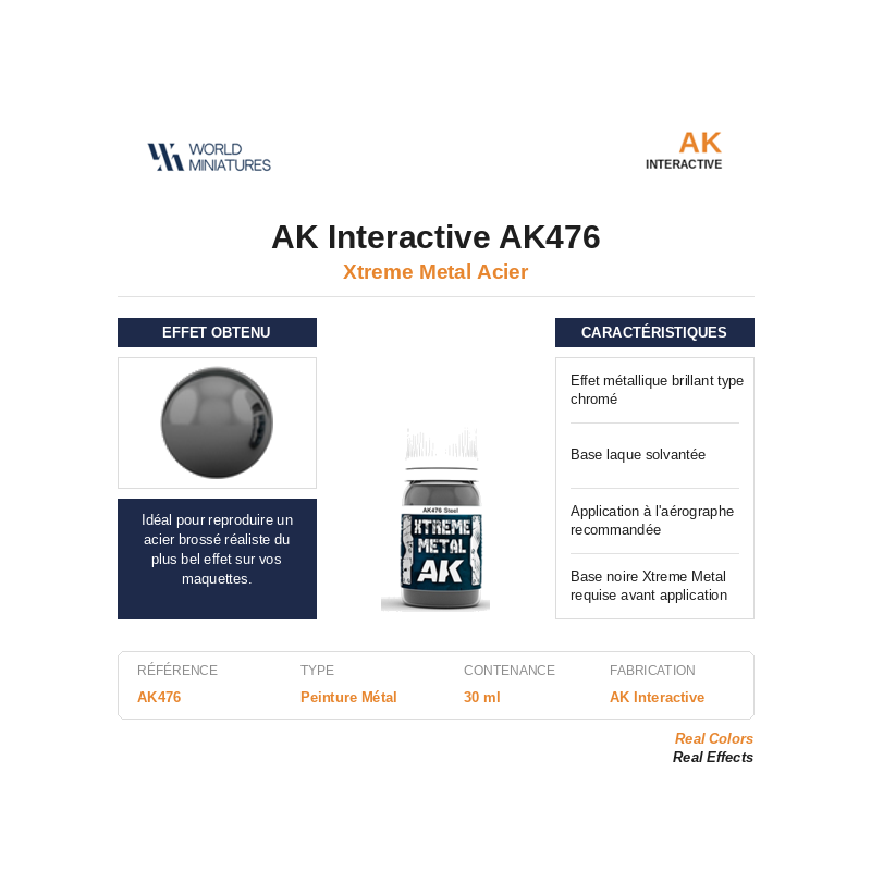 AK Interactive AK476 – Xtreme Metal Acier – 30 ml