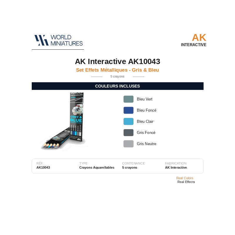 AK Interactive AK10043 – Set de Crayons Acryliques Vieillissement Effets Métalliques