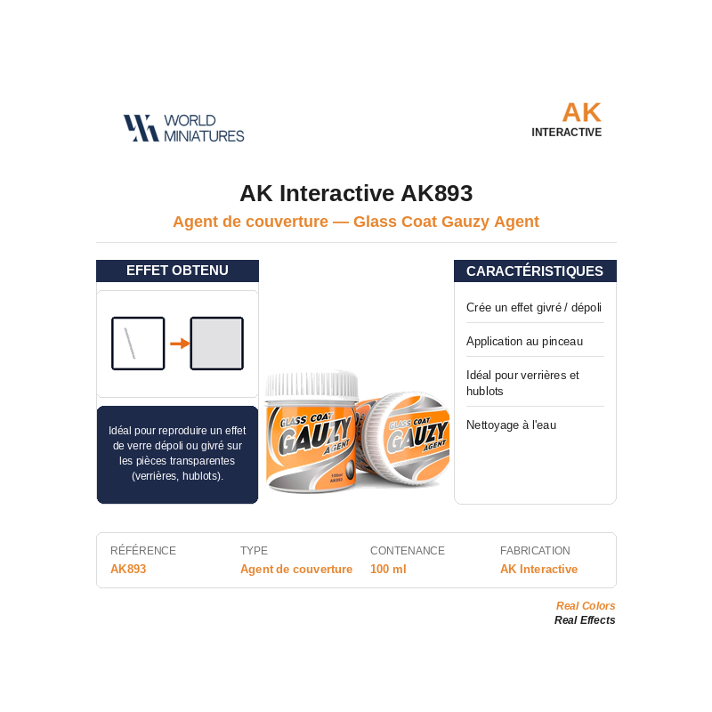 AK Interactive AK893 – Agent de Couverture Type Verre – 100 ml