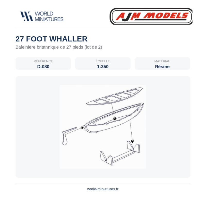 AJM Models D080 – Baleinière de 27 pieds – 1/350