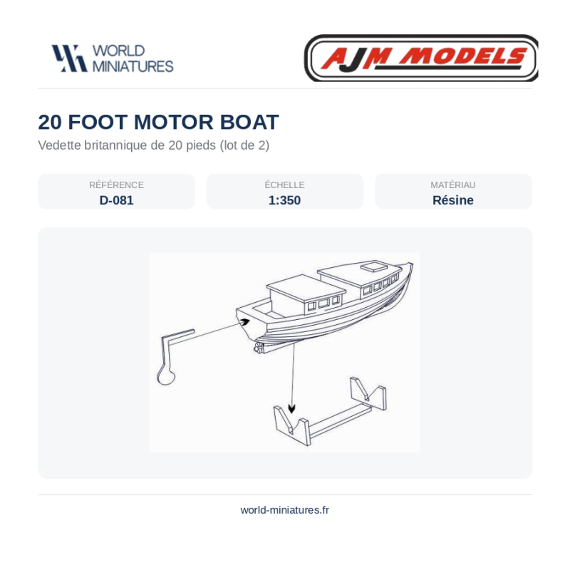 AJM Models D081 – Bateau à moteur de 20 pieds – 1/350