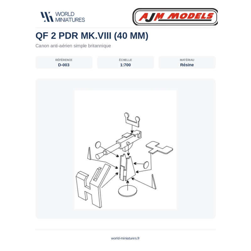 AJM Models D003 – QF 2 Pdr Mk.VIII Simple (1:700)