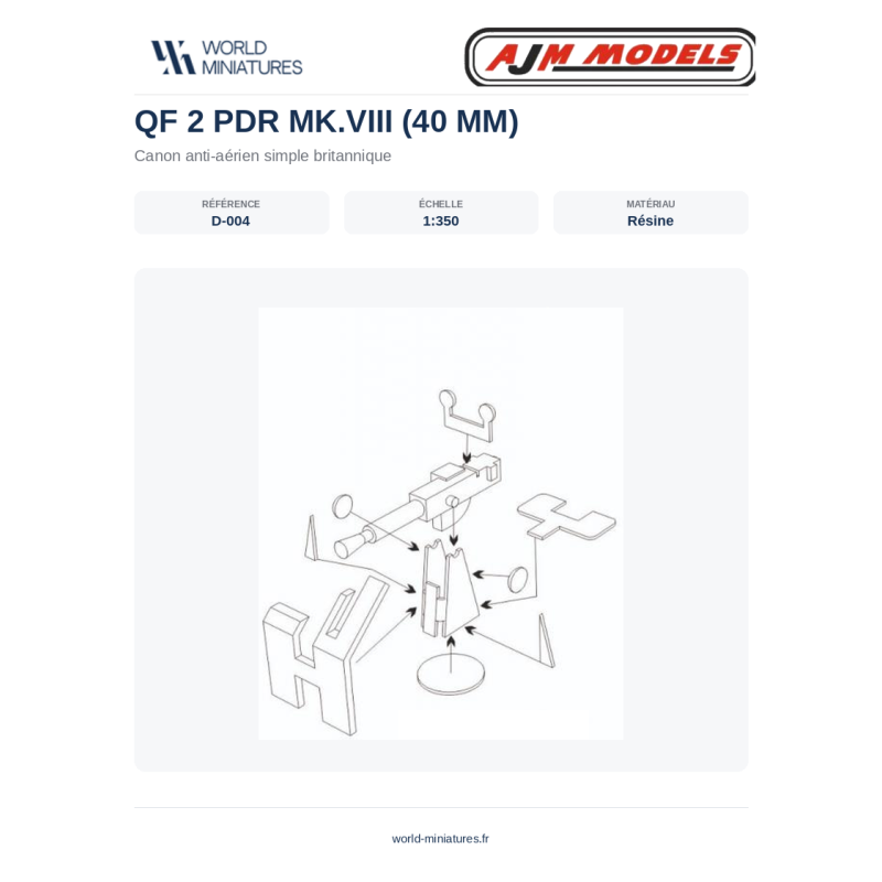 AJM Models D004 – QF 2 Pdr Mk.VIII Simple (1:350)