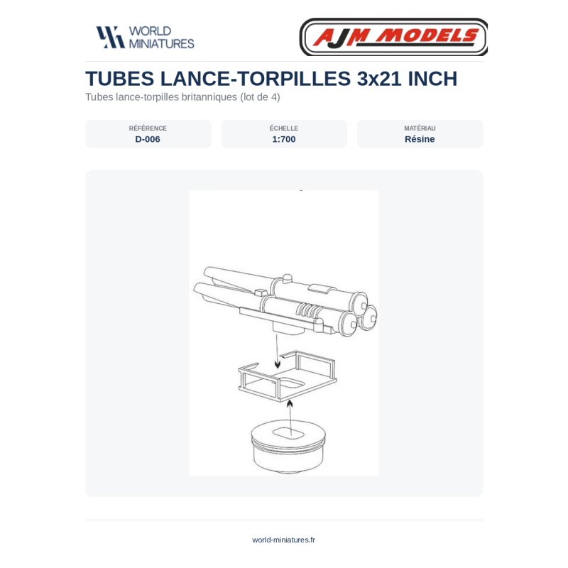 AJM Models D006 – Tubes Lance-Torpilles 3x21" (1:700)
