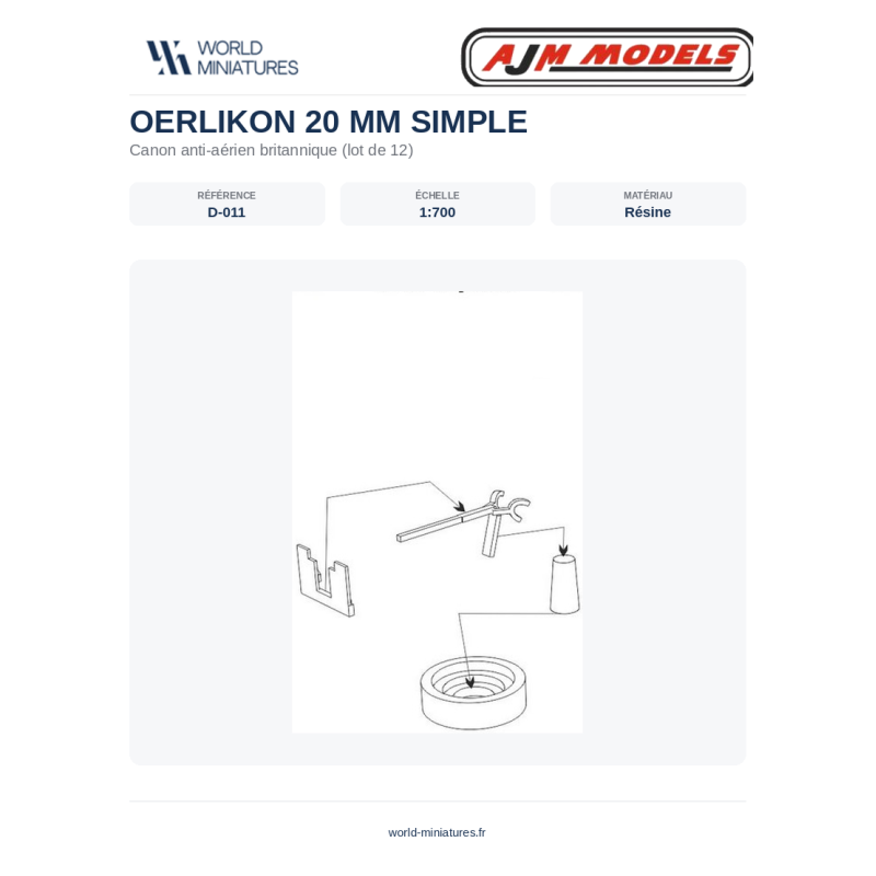 AJM Models D011 – Oerlikon 20 mm Simple (1:700)