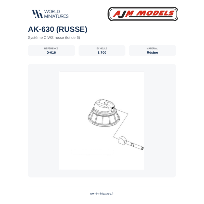 AJM Models D016 – AK-630 Système CIWS Russe (1:700)