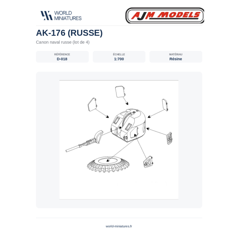AJM Models D018 – Canon automatique russe AK-176 – 1/700