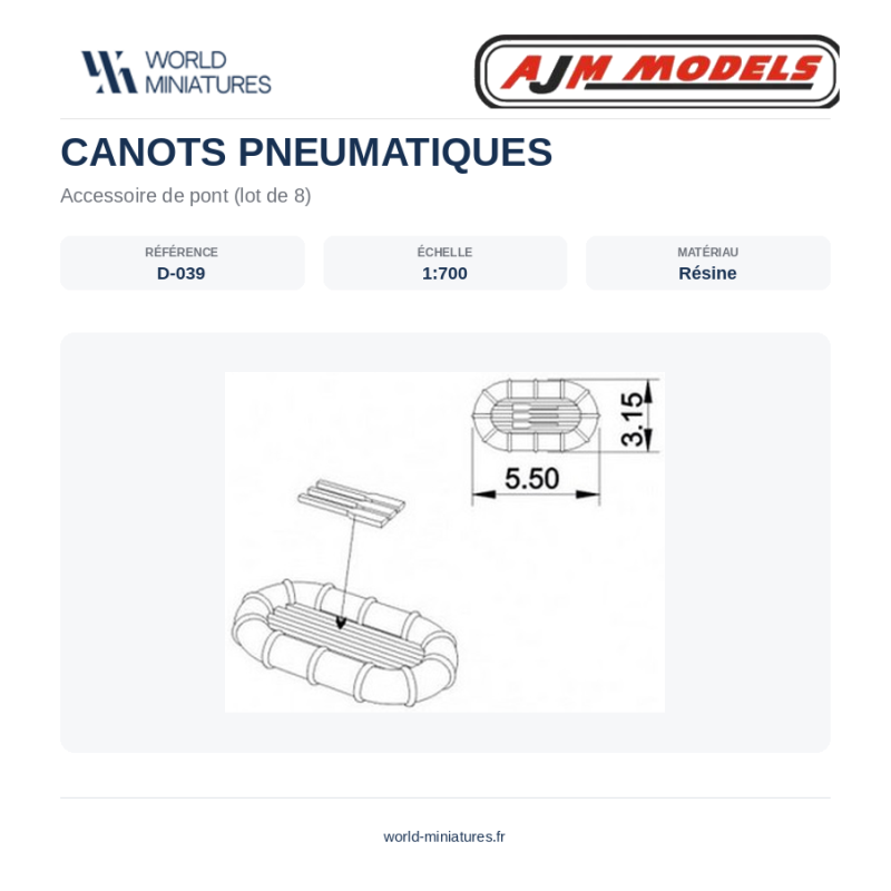 AJM Models D039 – Radeau de survie (5,5 × 3,15 mm) – 1/700
