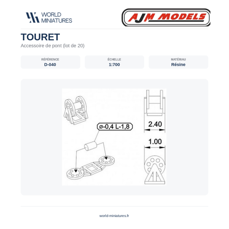 AJM Models D040 – Bobine (2,4 × 1 mm) – 1/700