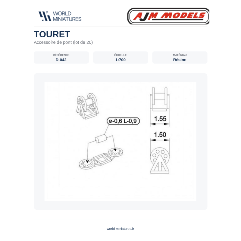 AJM Models D042 – Bobine (1,5 × 1,5 mm) – 1/700
