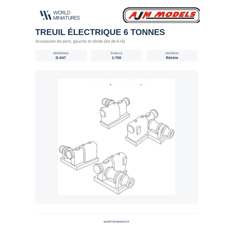 AJM Models D047 – Treuil électrique 6 tonnes (motif gauche et droit) – 1/700