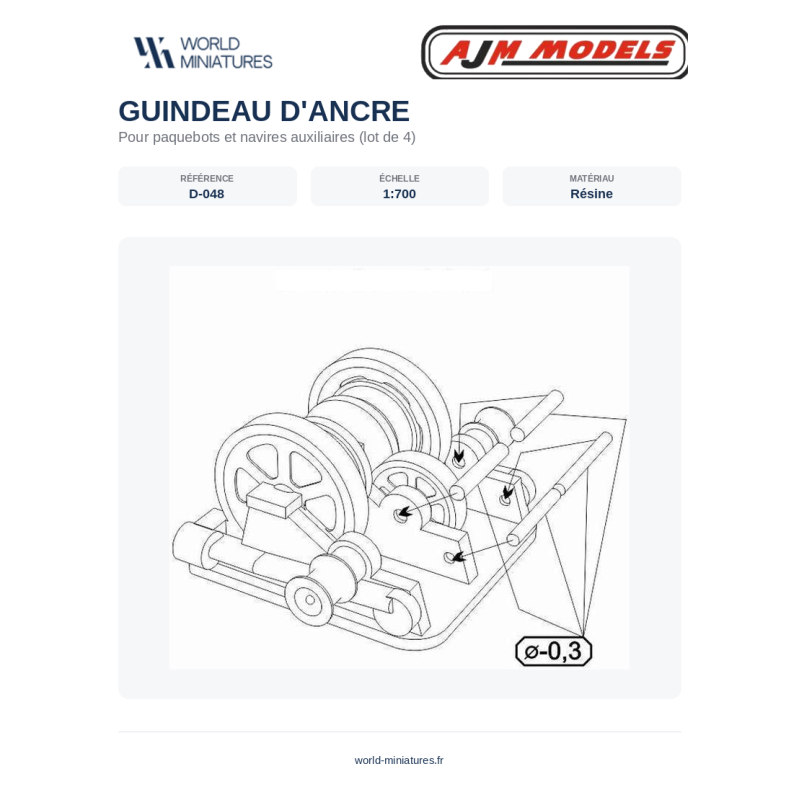 AJM Models D048 – Ancre pour paquebots et auxiliaires – 1/700
