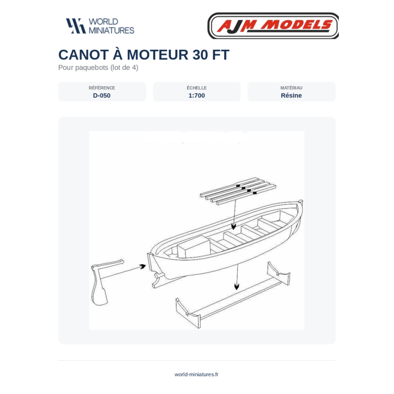 AJM Models D050 – Bateau à moteur 30 pieds pour paquebots – 1/700