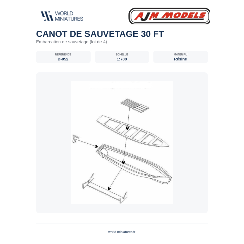 AJM Models D052 – Canot de sauvetage 30 pieds – 1/700