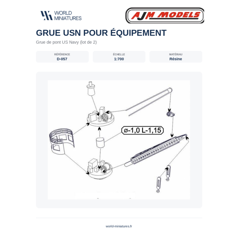 AJM Models D057 – Grue USN pour équipement – 1/700