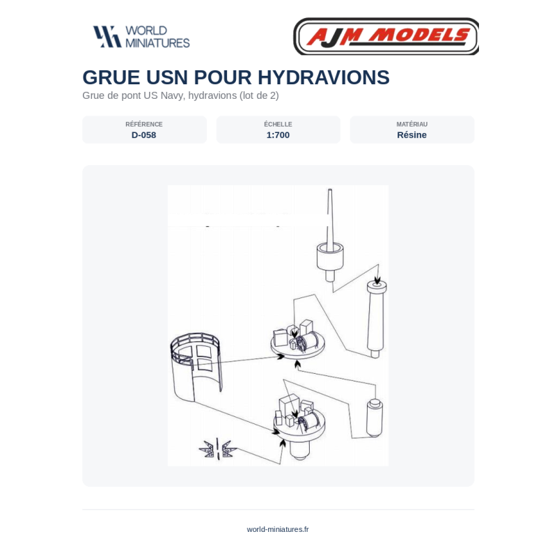 AJM Models D058 – Grue USN pour hydravions – 1/700