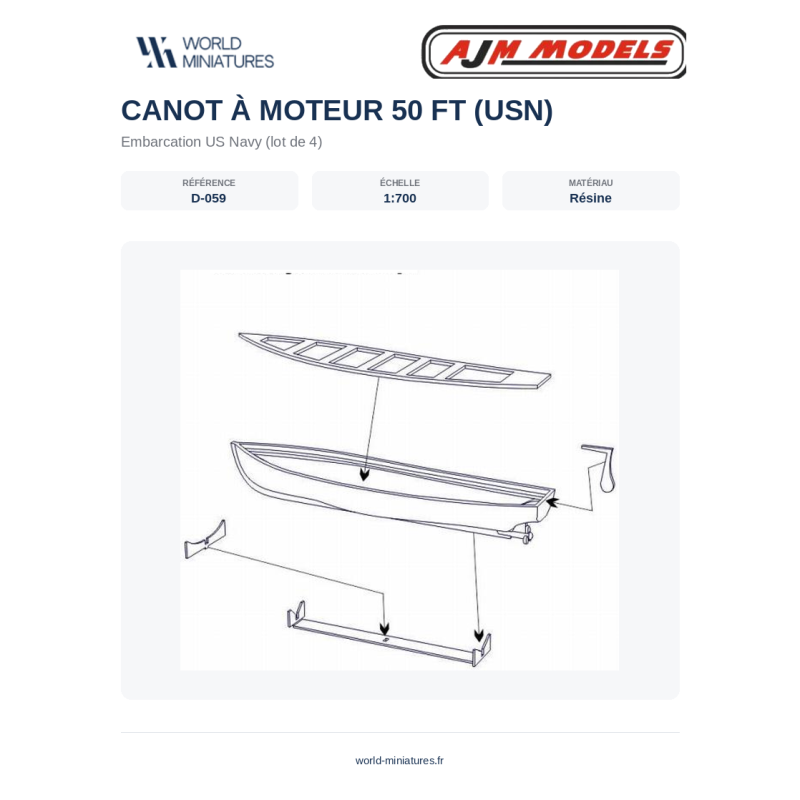 AJM Models D059 – Bateau à moteur USN 50 pieds – 1/700
