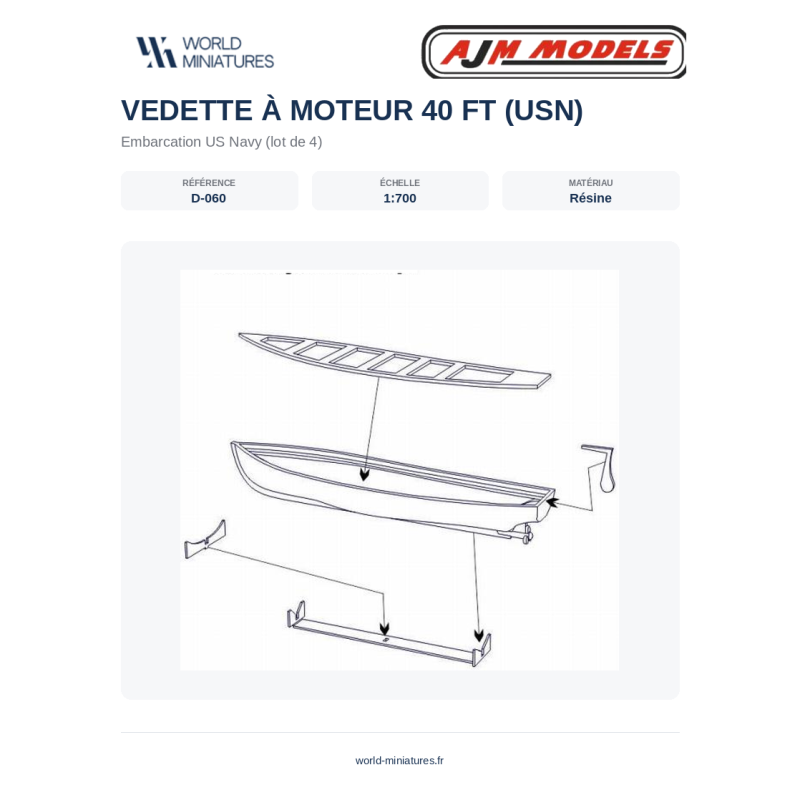 AJM Models D060 – Bateau à moteur USN 40 pieds – 1/700