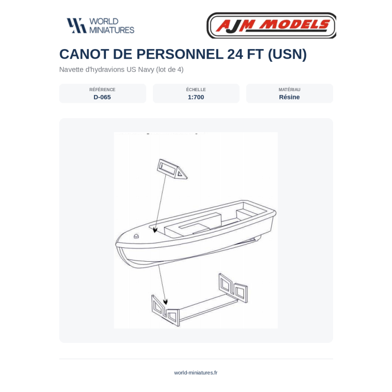 AJM Models D065 – Bateau de personnel aéronaval USN 24 pieds – 1/700