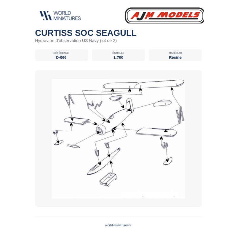 AJM Models D066 – Hydravion Curtiss SOC Seagull – 1/700
