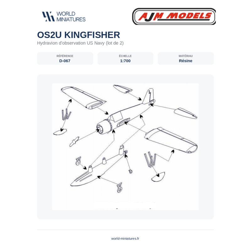 AJM Models D067 – Hydravion Vought OS2U Kingfisher – 1/700