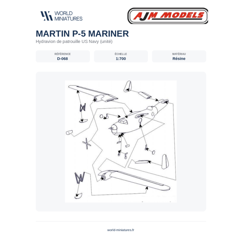 AJM Models D068 – Hydravion Martin P5M Mariner – 1/700