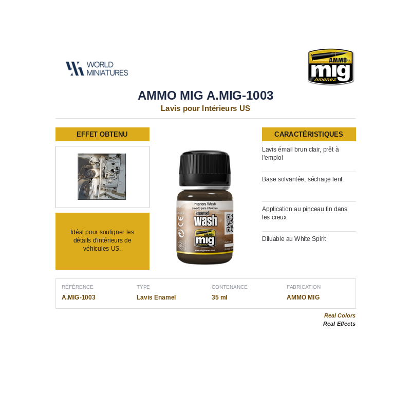 AMMO MIG 1003 – Lavis pour Intérieurs US – 35 ml