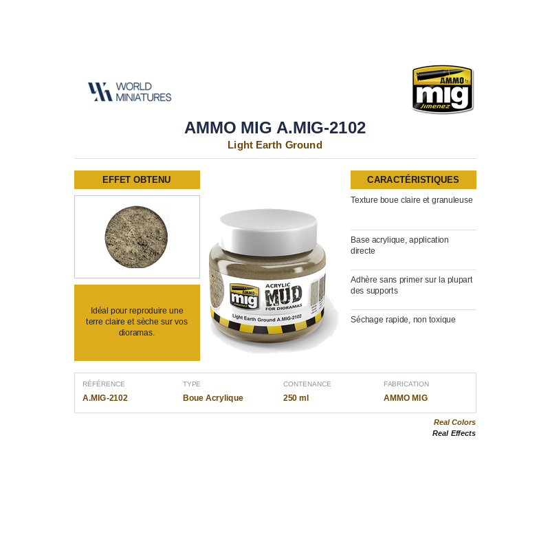 AMMO MIG 2102 – Boue Acrylique Light Earth Ground – 250 ml