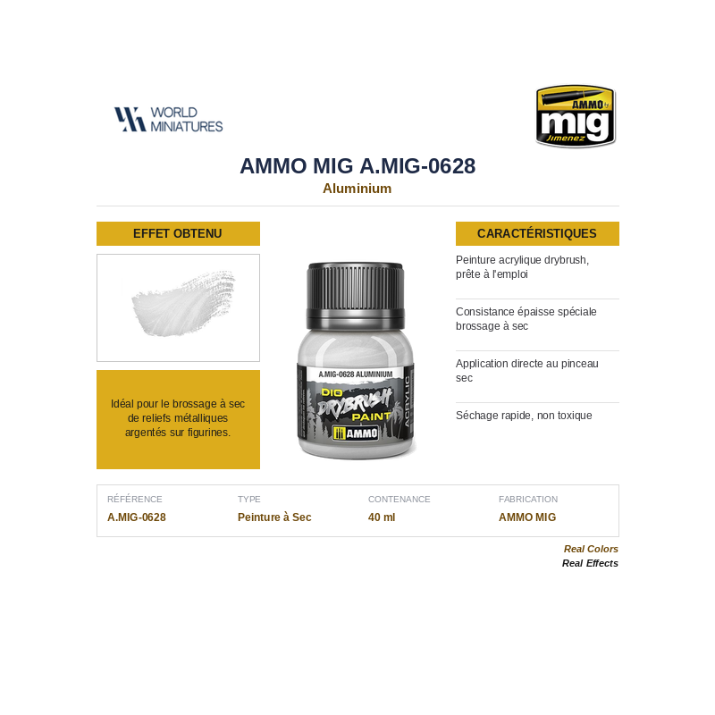 AMMO MIG 628 – Peinture à Sec – Aluminium – 40 ml