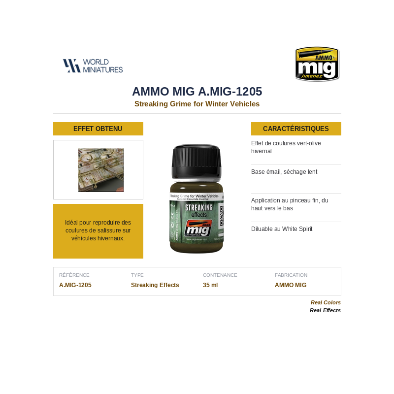 AMMO MIG 1205 –  Effet de salissures par coulures – Hiver (35 ml)