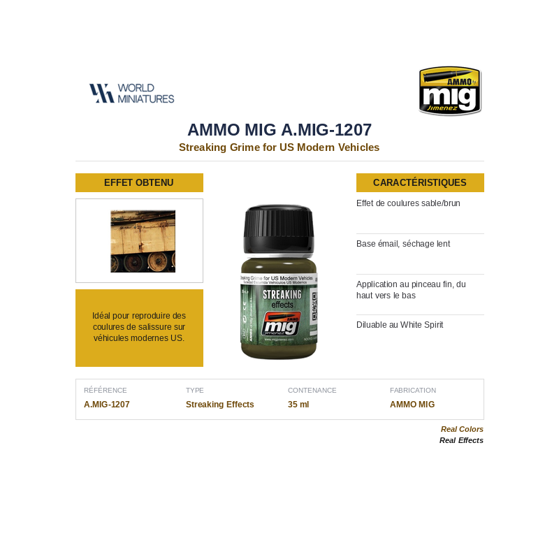 AMMO MIG 1207 – Effet de salissures par coulures – US Modern (35 ml)