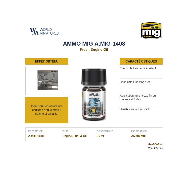 AMMO MIG 1408 – Huile de Moteur Fraîche – 35 ml