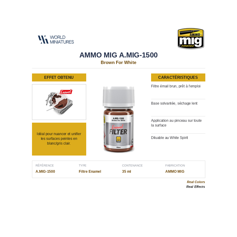 AMMO MIG 1500 – Filtre brun pour blanc– 35 ml