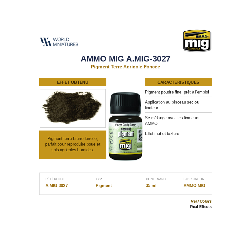 AMMO MIG 3027 – Pigment Terre Agricole Foncée – 35 ml
