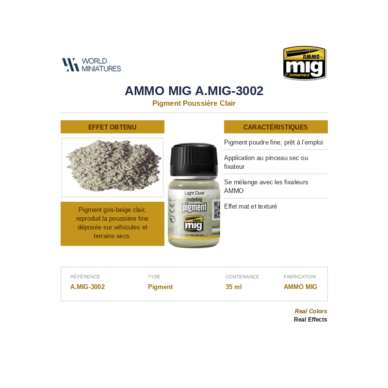 AMMO MIG 3002 – Pigment Poussière Clair – 35 ml
