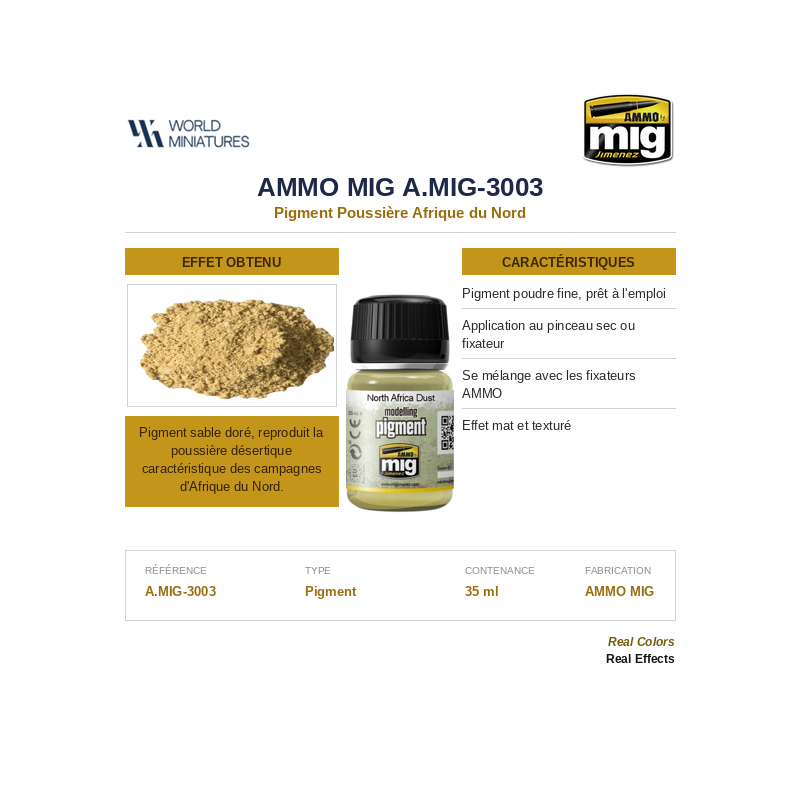AMMO MIG 3003 – Pigment Poussière Afrique du Nord – 35 ml