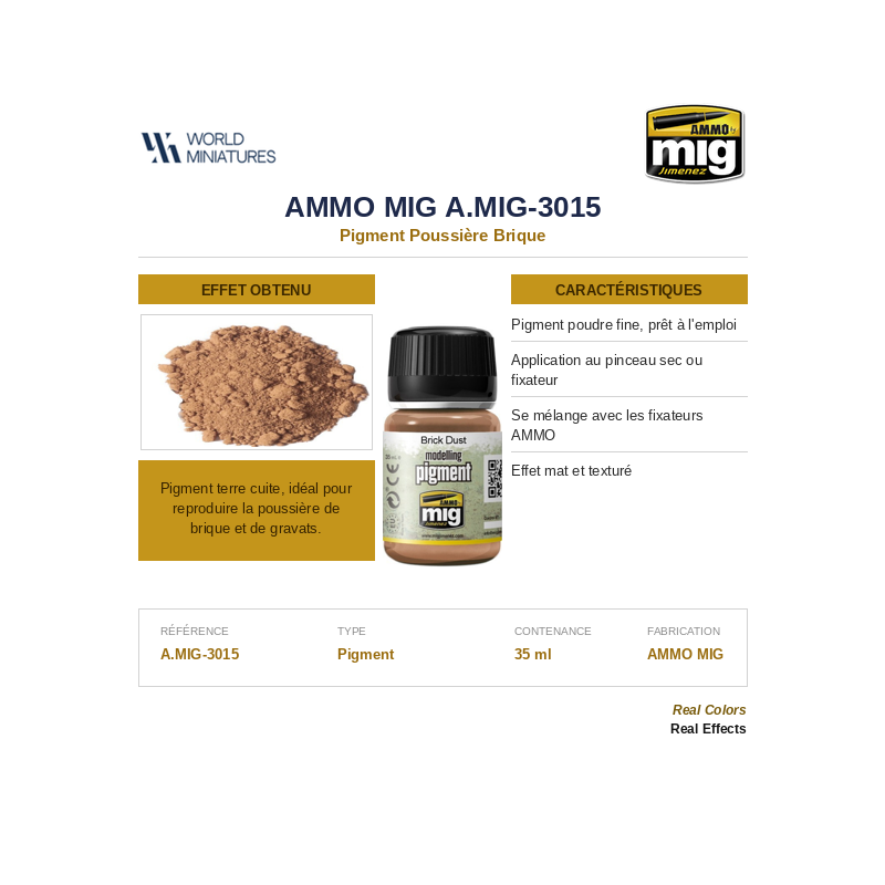 AMMO MIG 3015 – Pigment Poussière Brique – 35 ml