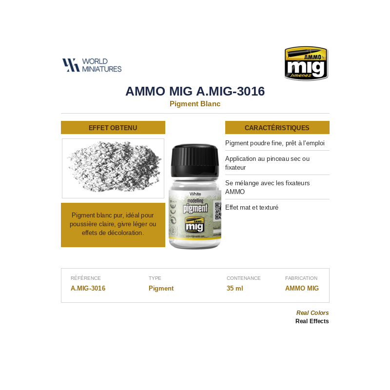 AMMO MIG 3016 – Pigment Blanc – 35 ml