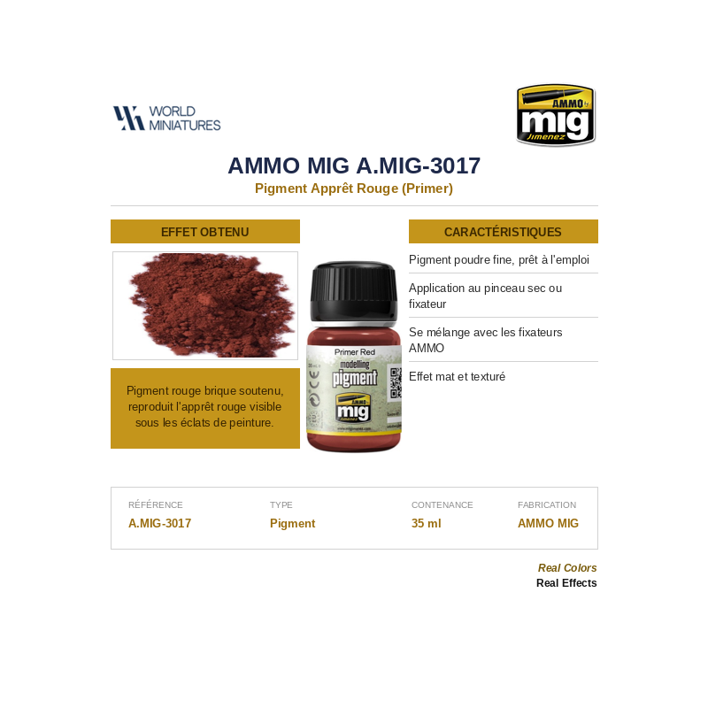 AMMO MIG 3017 – Pigment Apprêt Rouge – Primer – 35 ml